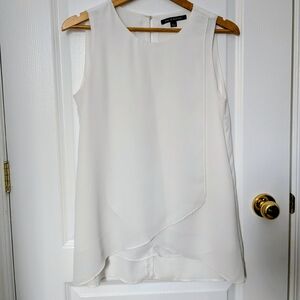 Zac & Rachel White Sleeveless Chiffon Blouse Size Small | Layered Hem #198